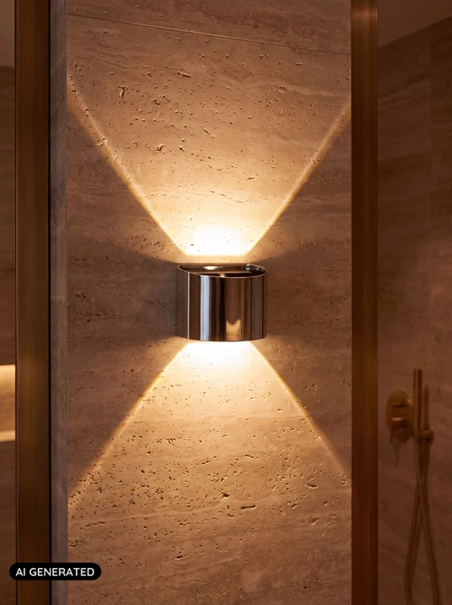Lucide ARMIN - Wall spotlight / Wall light Bathroom - LED Dim. - CCT - 2x3,5W 2200K/3000K - IP54 - Chrome - Essential - AI 1